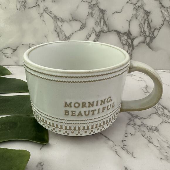 Hearth Hand Magnolia Target Morning Beautiful Coffee Mug Beige Stoneware Cup - Picture 2 of 6